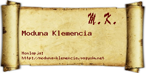 Moduna Klemencia névjegykártya